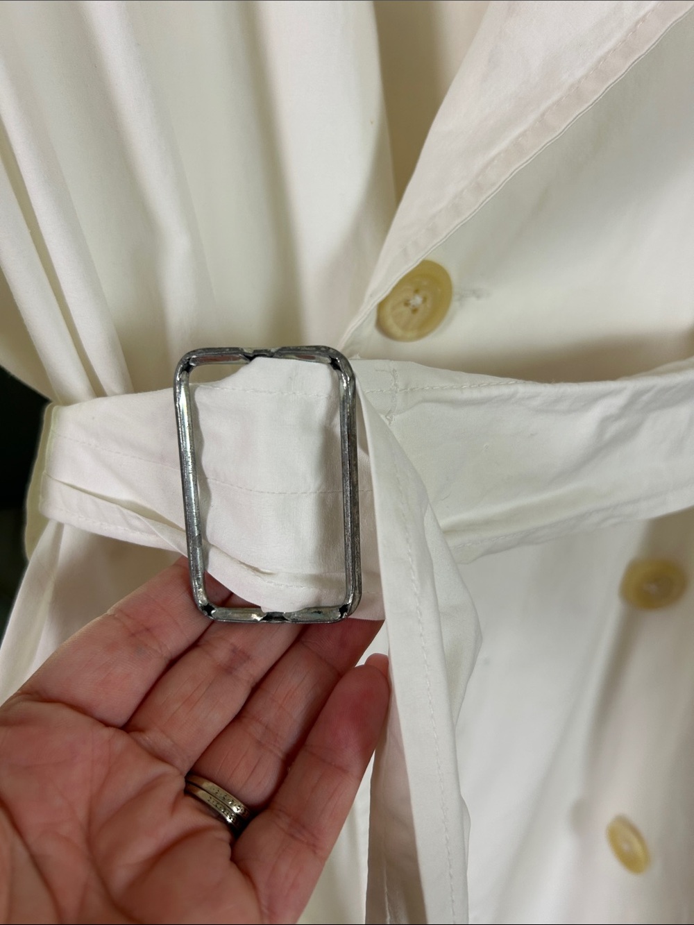 Ralph Lauren Blue Label Double Breasted White Vintage Cotton Trench Coat Size 14 - Picture 5 of 17